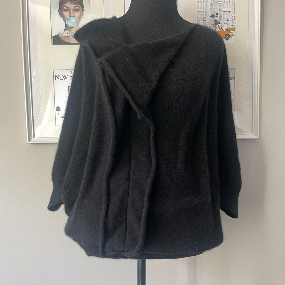 Vince 100% Cashmere soft Black Draped Cocoon Cardigan M Luxury Knit